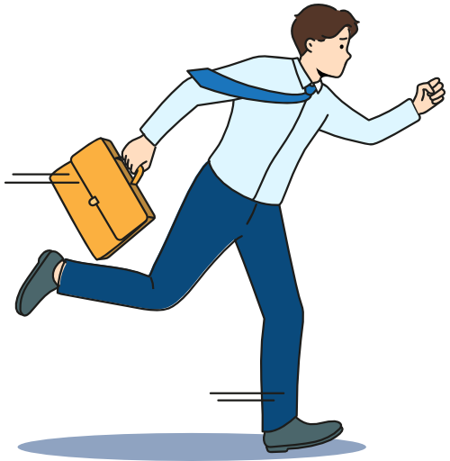 Picto d'un homme qui court avec une valise, prestations Arnaudcom à Gournay-en-bray, création de sites internet, communication et formations